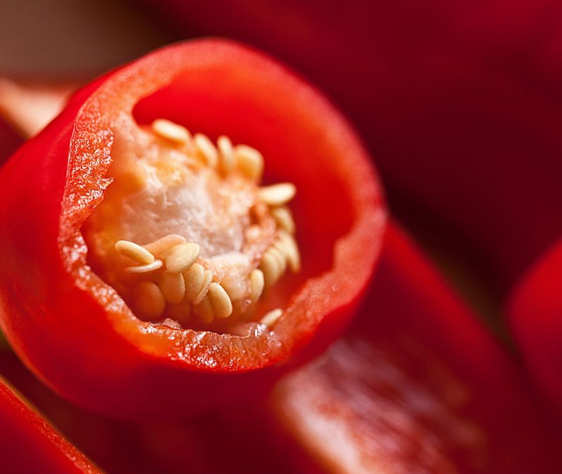 Cut open cayanne pepper