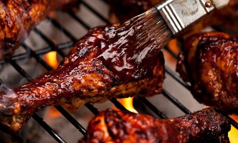 Cherry bbq sauce on chicken.
