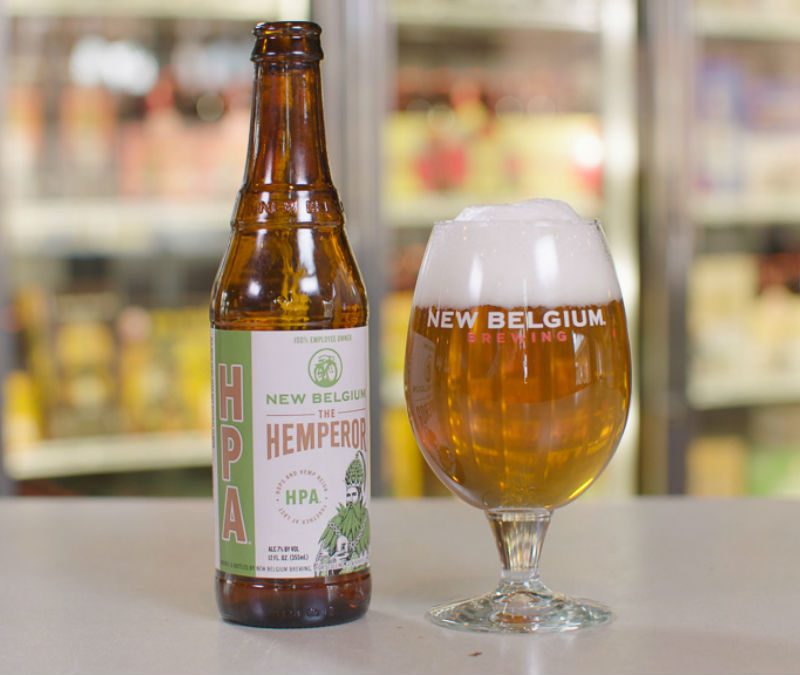 New Belgium Brewing Hemporer HPA bottle and glass