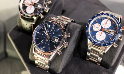 Tag Heuer watches on display