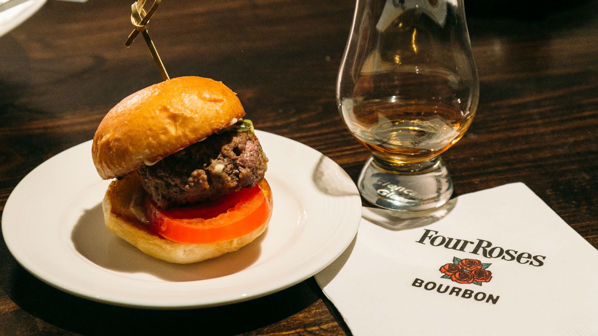 the manual four roses bourbon pairing food mini burger 1
