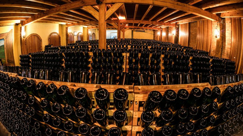brazilian sparkling wine Cave Geisse bottle racks