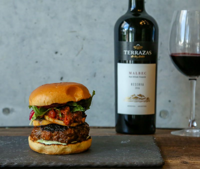 chorizo burger recipe aaron sanchez rerrazas de los andes reserva malbec