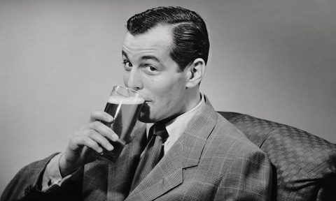 man drinking 1950's