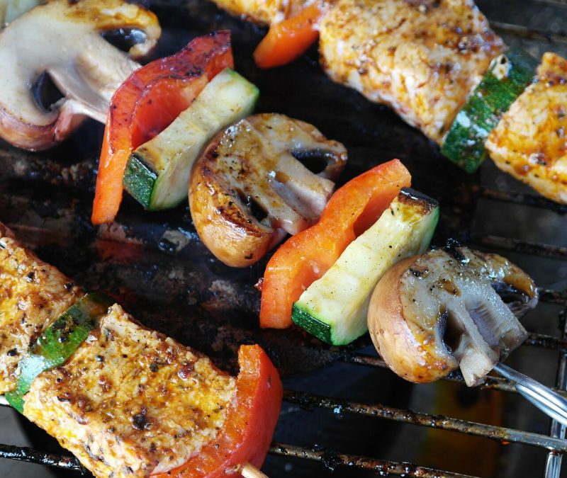 grill barbecue skewer vegetable tofu