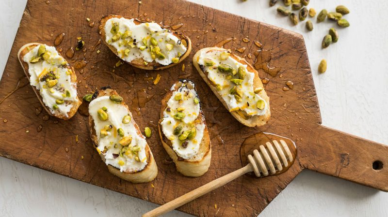 La Brea Bakery Honey Toast with Fresh Ricotta and Pistachios
