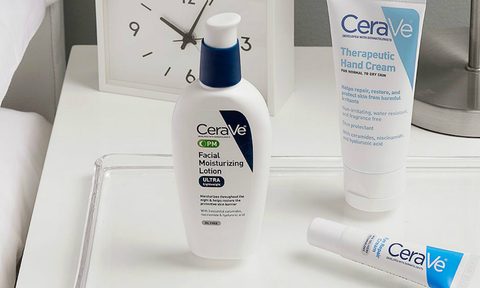 cerave skincare bedside table