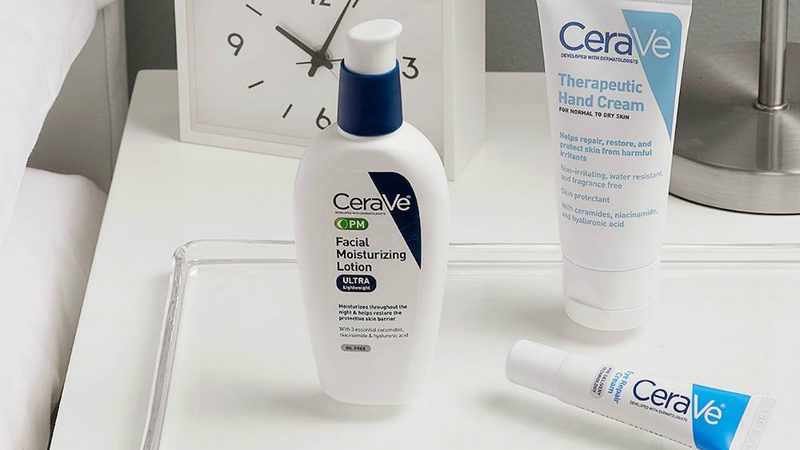 cerave skincare bedside table