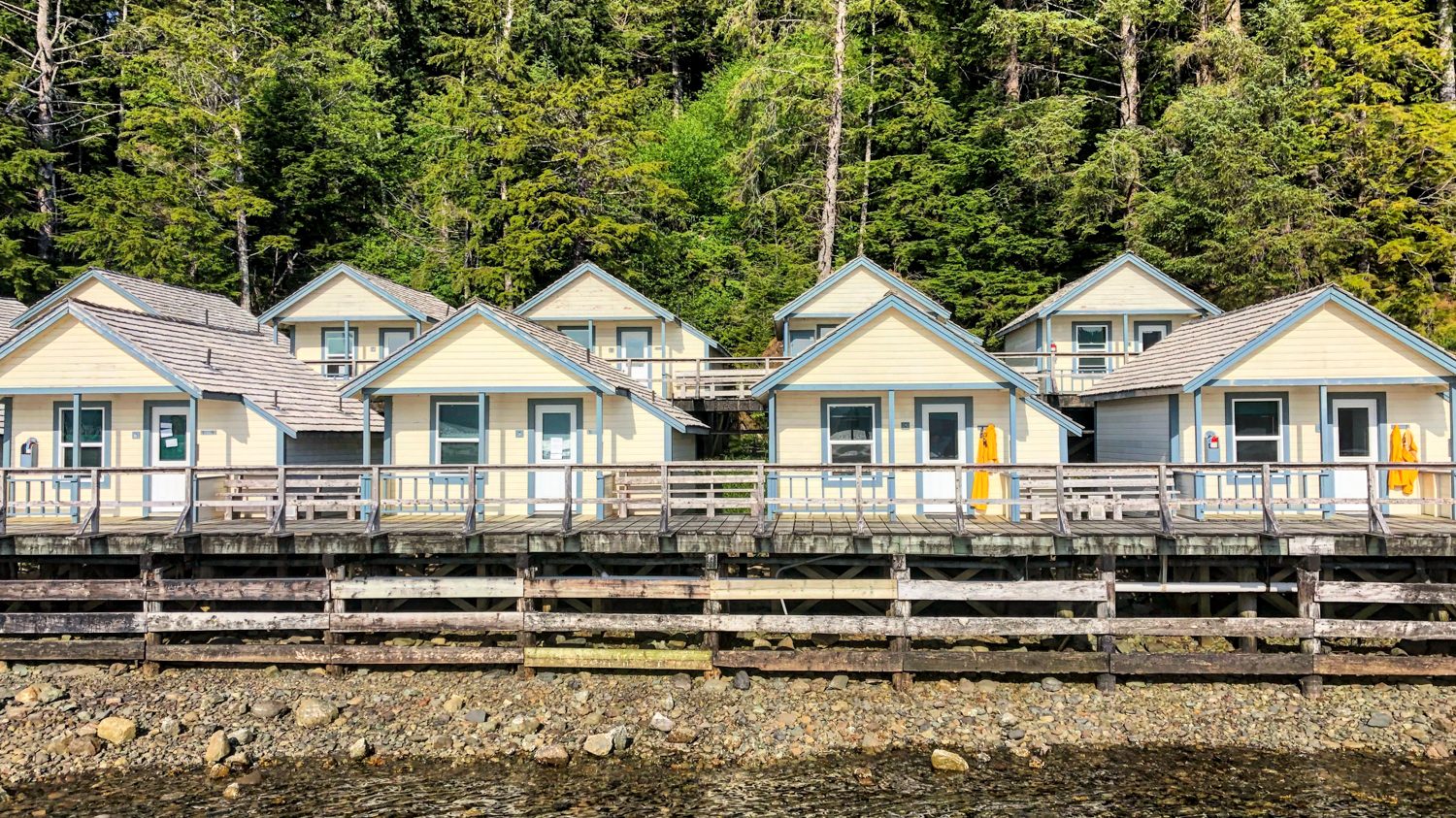 salmon fishing in alaska waterfall resort buildings 10