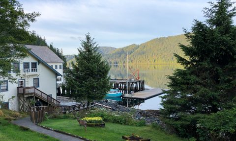 salmon fishing in alaska waterfall resort buildings feature