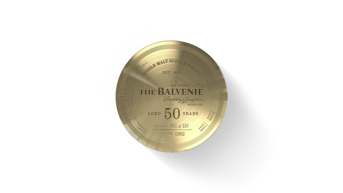 balvenie fifty marriage 0962 50 year old scotch whisky fity top of tube