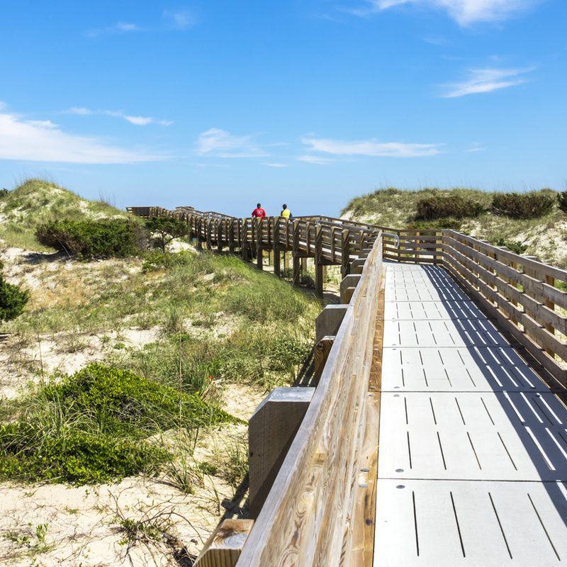 Cape Hatteras ational seashore boardwalk-to the beach with sand dunes