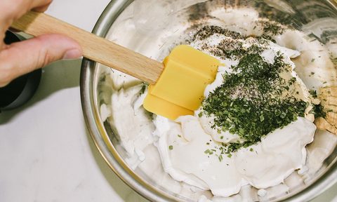 stirring ranch dressing