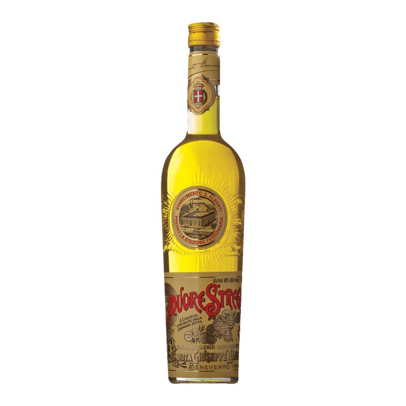 A bottle of Strega liqueur.