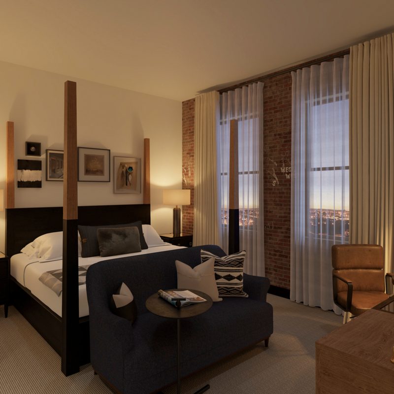 new crossroads hotel kansas city former pbr plant renderings guestroom 04 1