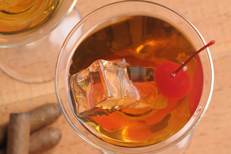 Rob Roy cocktail with ice
