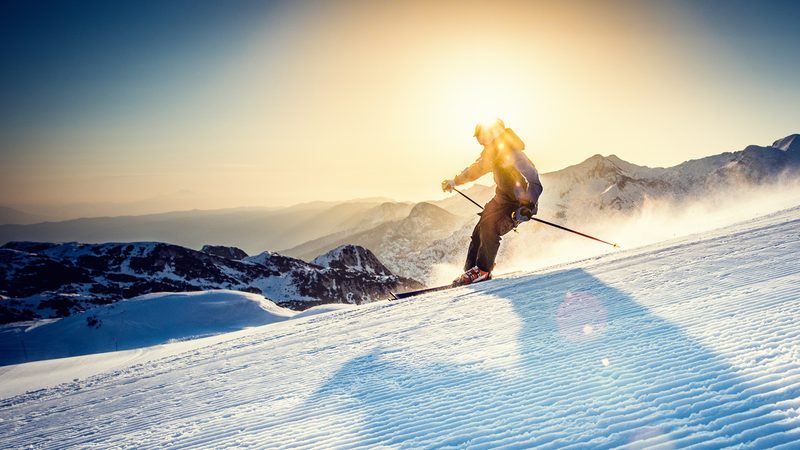 man skiing in the morning