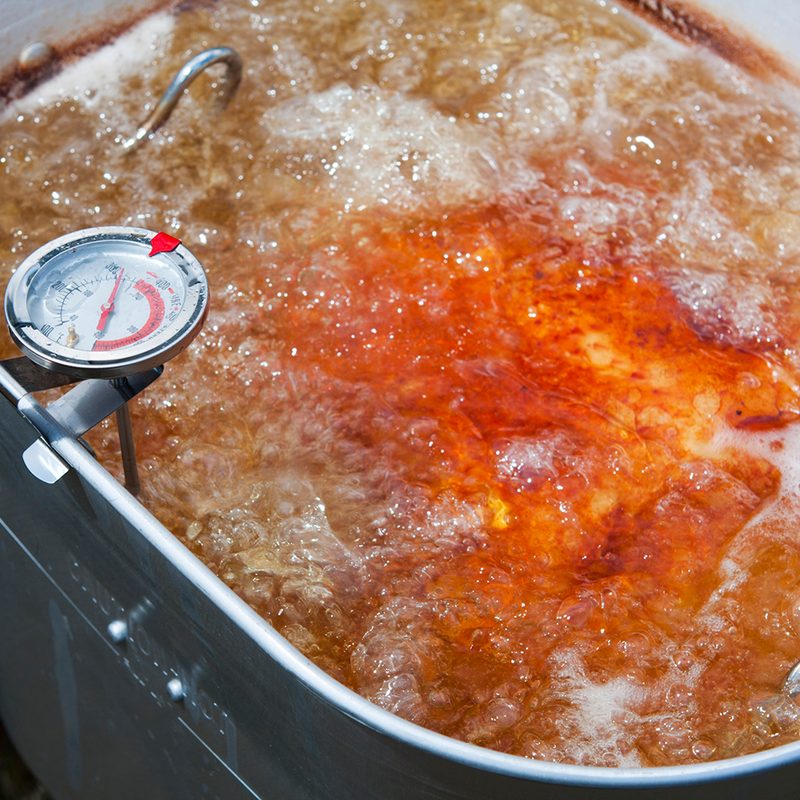 Deep frying a turkey outdoors