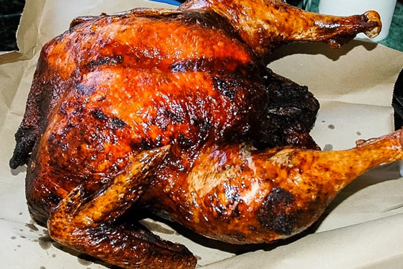 Deep-fried turkey result placed on paper