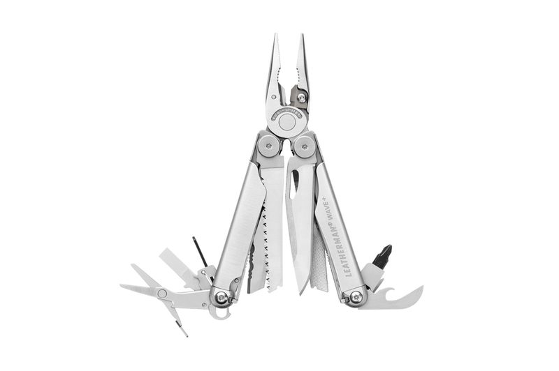 An opened Leatherman Wave Plus multi-tool.