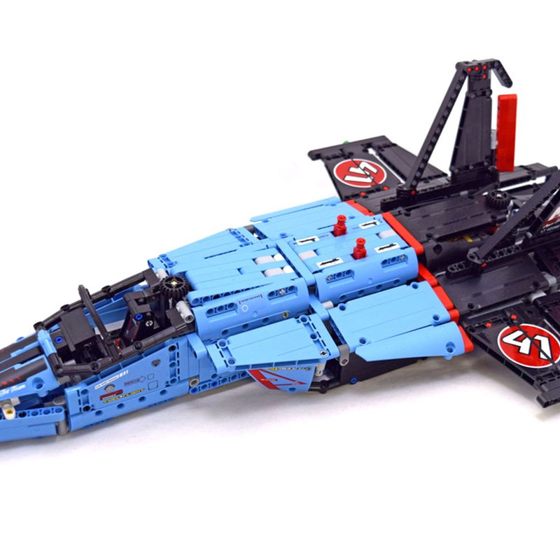 A completed model of the Lego Technic Air Race Jet.
