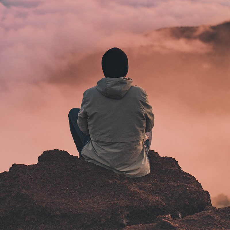 Man relaxing and meditating