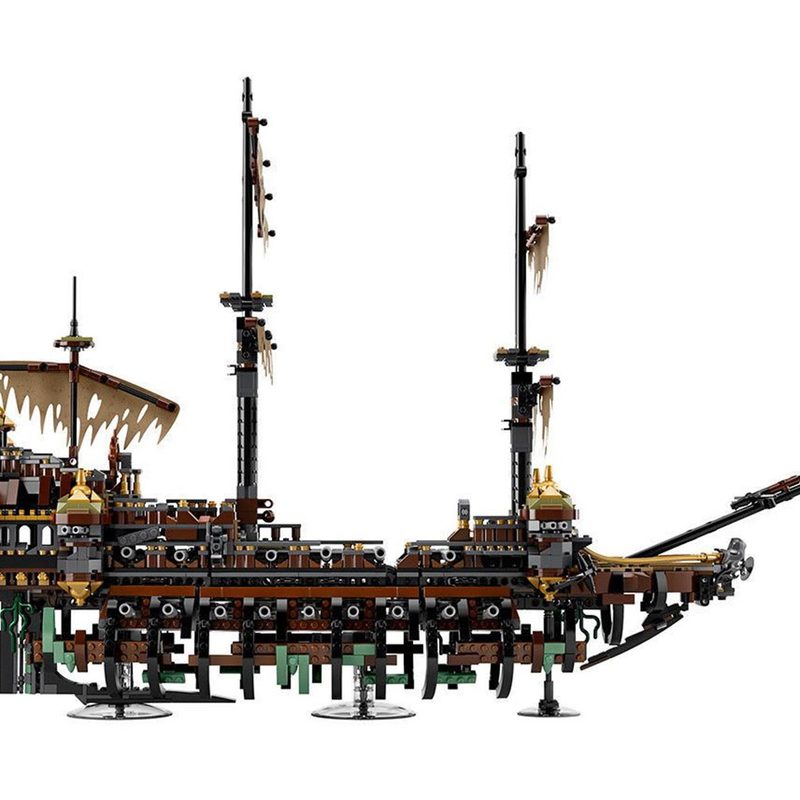 A completed model of the Silent Mary Ship from the movie "Pirates of the Caribbean."