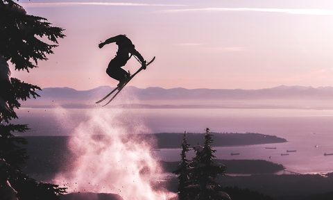 skiing ski jump silhouette