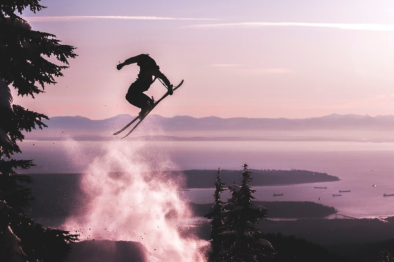 skiing ski jump silhouette