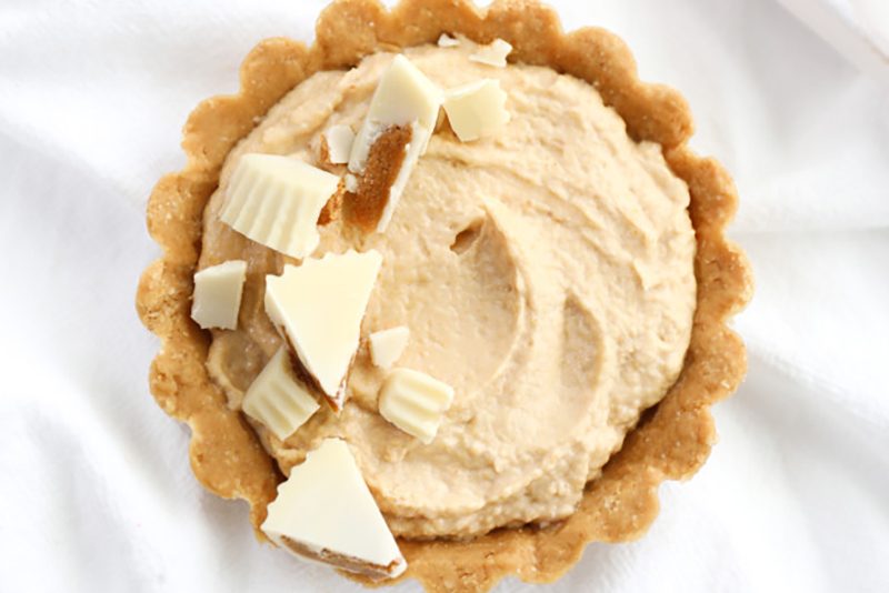 No-Bake White Chocolate Peanut Butter Cheesecakes.