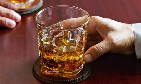 drinking whiskey on the rocks