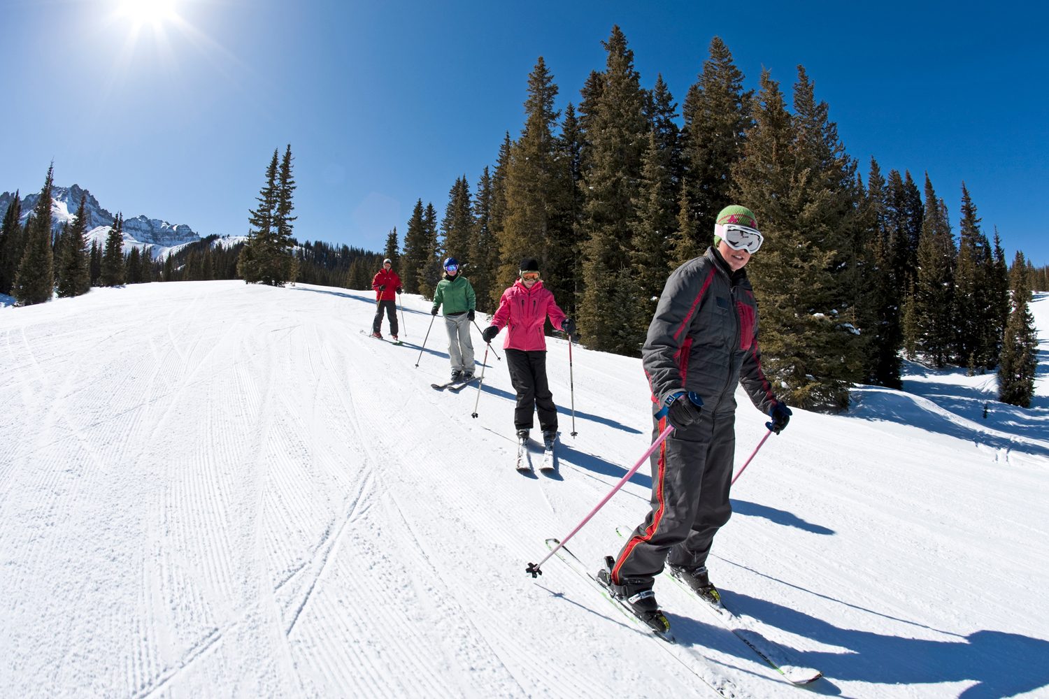 Skiers descending a slope