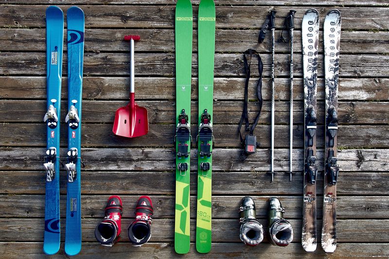 skis boots gear