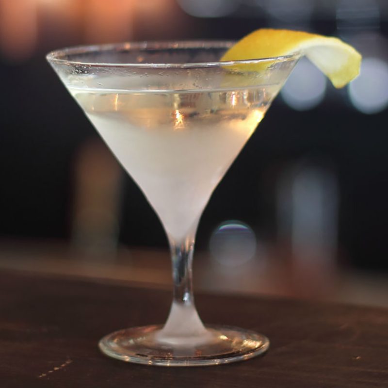 Vesper martini cocktail with lemon