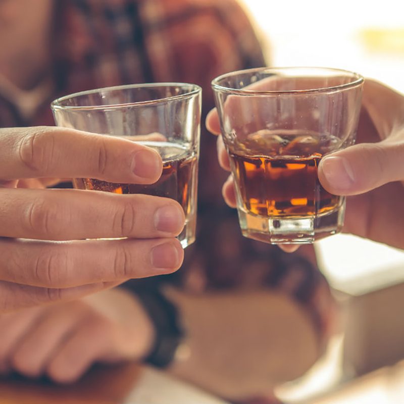 A whiskey shot cheers