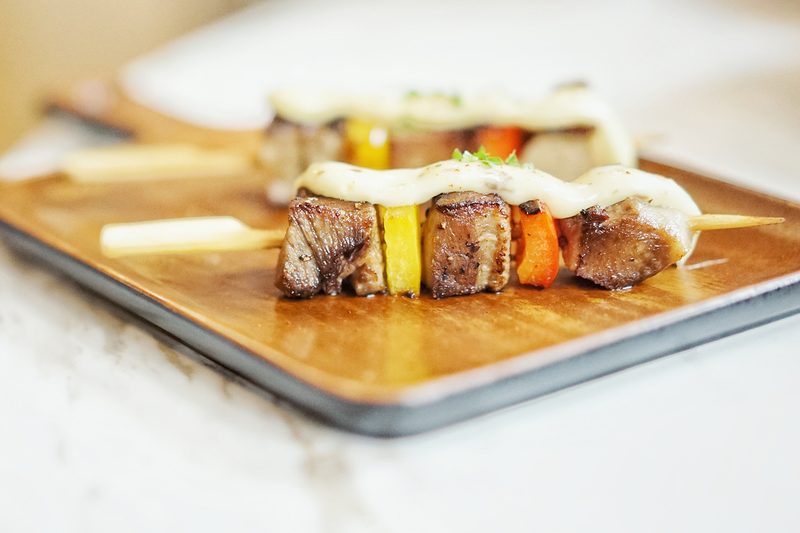 barbecue grilling meat skewers peppers