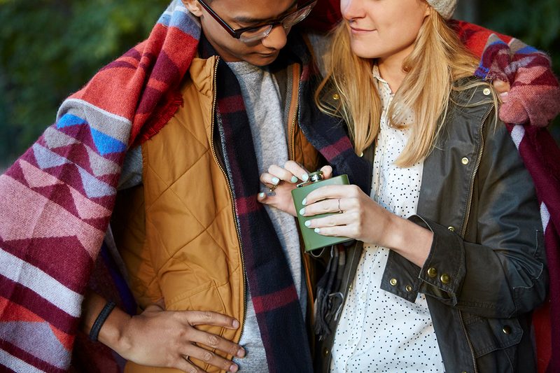 flask cocktail hiking camping couple