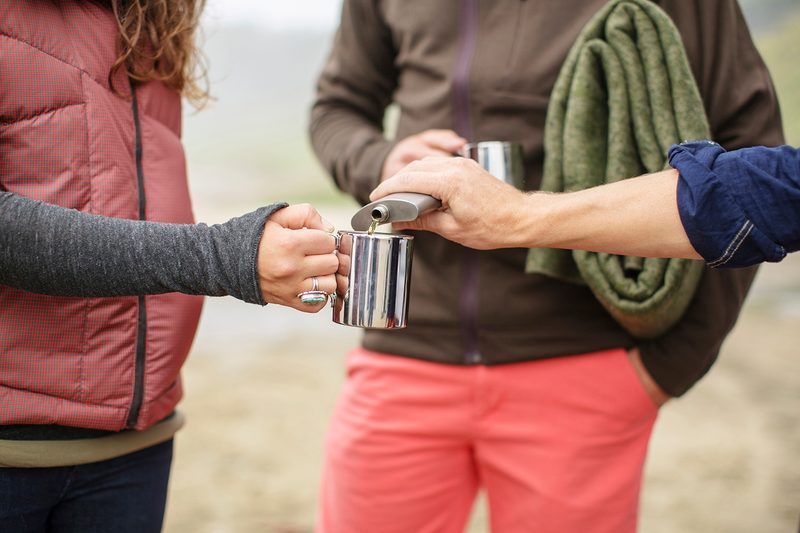 flask cocktail hiking camping pour