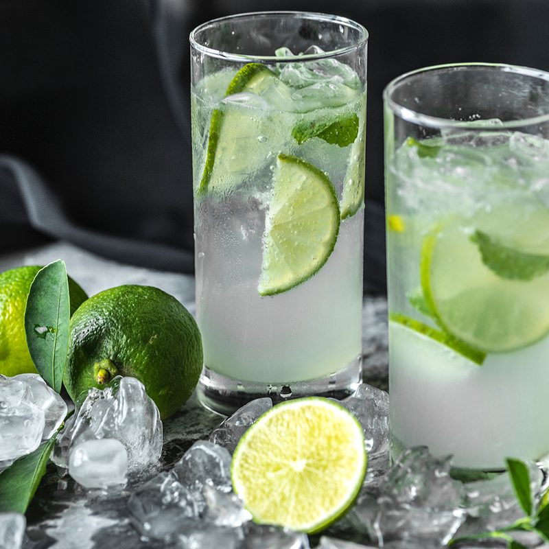 Gin vodka tonic lime cocktail drink ice