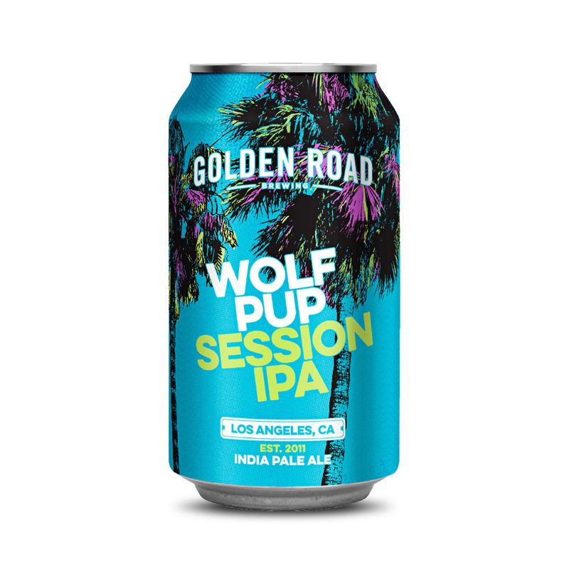 A can of Golden Road Wolf Pup Session IPA on white background.