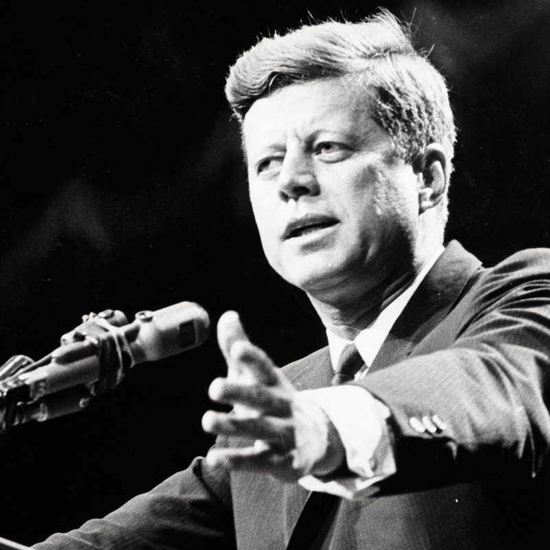 John F. Kennedy giving a speech.