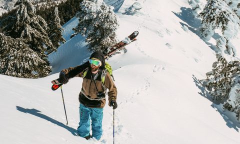 Man backcountry skiing
