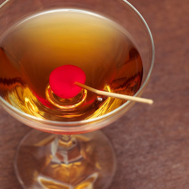 Rob Roy cocktail with cherry garnish