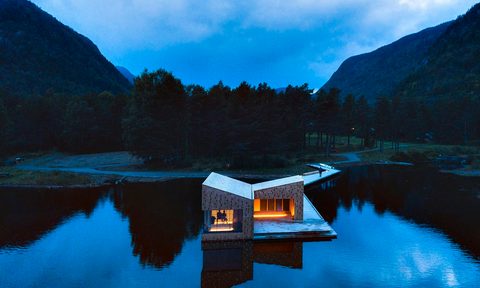 A beautiful shot of the Soria Moria Sauna.