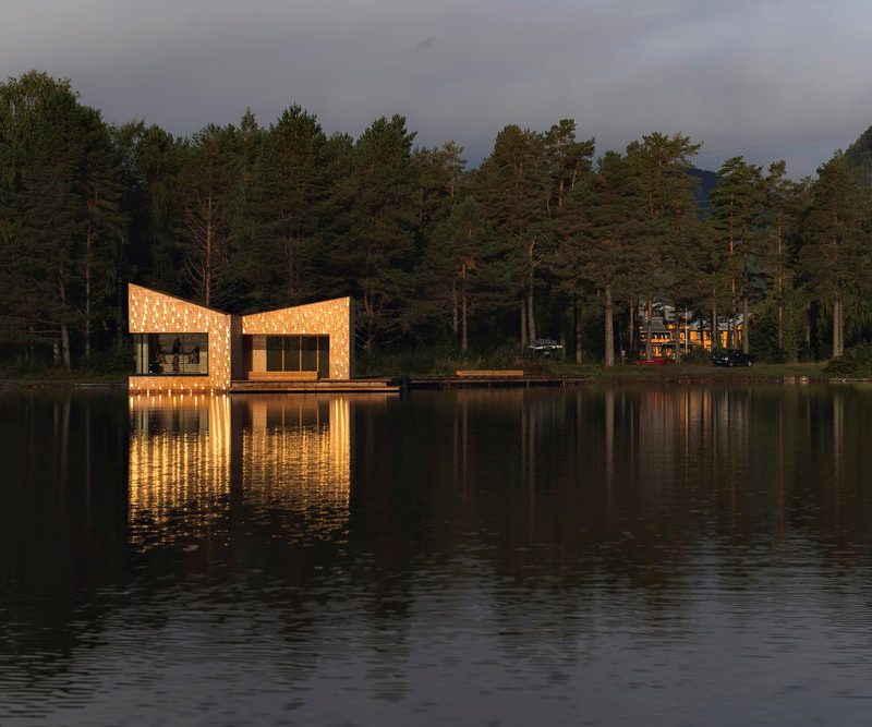 A daytime view of the Soria Moria Sauna.