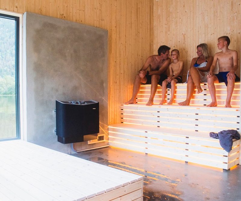 People using a sauna.