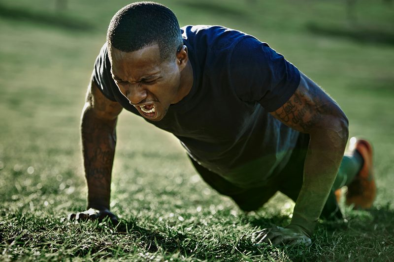 angry man workout yoga push up