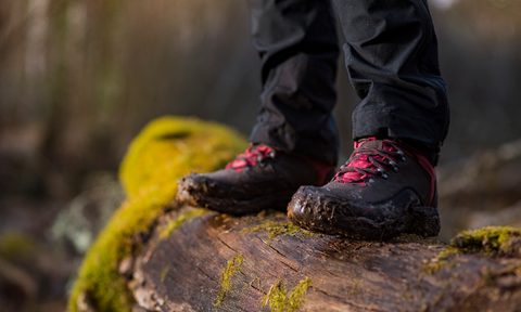 Dirty, muddy hiking boots