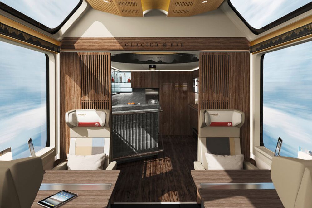 travel switzerland like a gentleman aboard the luxury glacier express excellence bar