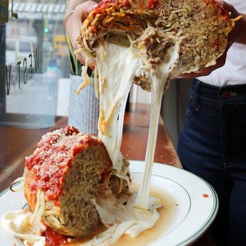 the meatball shop spaghetti in meatball monster